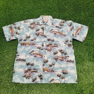 Campia Moda Beach Palm-Tree Button Shirt Large 23x30 Summer AOP